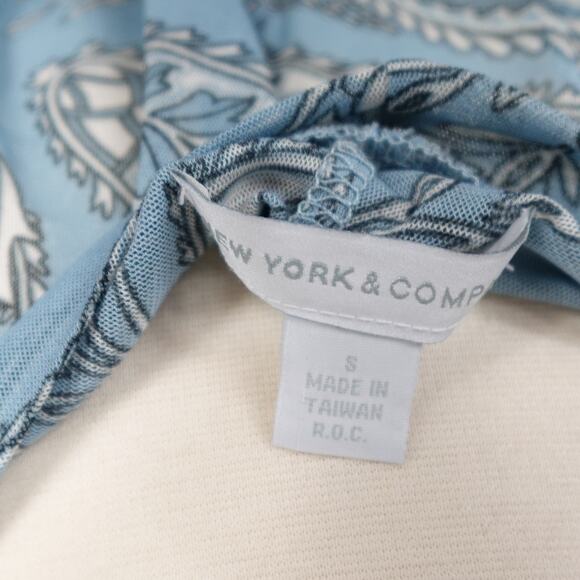 Vtg Y2K New York & Company Blue Paisley Sheer Cardigan Button Front Blouse - Picture 6 of 7